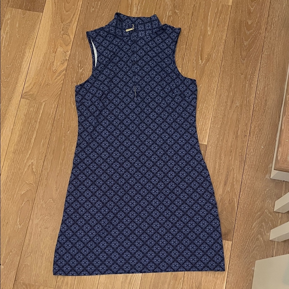 NWT Cabana Life Fisher Island- Blue Sleeveless Performance Zip Dress. UPF 50